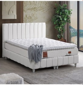 Resim Narva Çift Kişilik Baza Başlık Real Pedli Yatak Seti Beyaz 180 x 200 