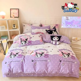 Resim Sanrio için for kuromi 4 adet yatak takımı - Fermuarlı kapanışlı sevimli çizgi film tasarımı, polyester, makinede yıkanabilir, battaniye ve yastık kılıfları dahil, tüm mevsimler için ideal, mükemmel doğum günü veya tatil hediyesi, sevimli battaniye 
