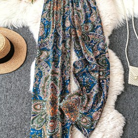 Resim Rahat kesimli, polyester kumaştan yapılmış, rahat kordondan beli ayarlanabilir kadın pantolonu, makinede yıkanabilir, dört mevsim giyilebilir 