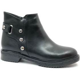 Resim Mehtap Zımba Detaylı Düz Kaymaz Taban Kadın Bot Siyah 