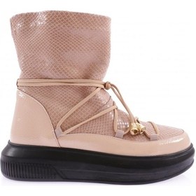 Resim Dgn 964 Kadin Kalin Taban Lastik Bağcikli İçi Kürklü Bot 964-2025-R13114 Ten Rengi 