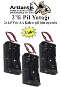 Resim 2 Li Pil Yatağı Deney 3 Adet Pil Yuvası Pil Kutusu Aa Kalem Kalın Pil 2x1,5 Volt Yaylı Pil Yuvası 