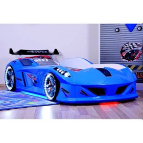 Resim Setaymobilya Arabalı Yatak **Jaguar Arabalı Yatak Mavi ** Full Ledli 