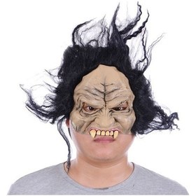 Resim Lateks Dişli Korku Maskesi Saçlı Yarım Surat 