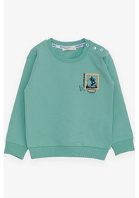 Resim Breeze Erkek Bebek Sweatshirt Kaykaycı Baskılı 9 Ay-3 Yaş, Mint Yeşili 3 Yaş Mint Yeşili 