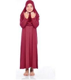 Resim İhvan Çocuk Pratik Namaz Elbisesi 9-11 Yaş Kırmızı Renk Kırmızı 