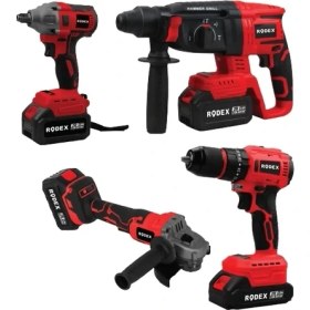 Resim Rodex 4'lü Makine Seti 20V 3X4.0AH Li-Ion D.matkap 45NM D.somun Sıkma 300NM Kırıcı Delici 2.5j Avuç Taşlama 125MM Aksesuarlı Bmc 