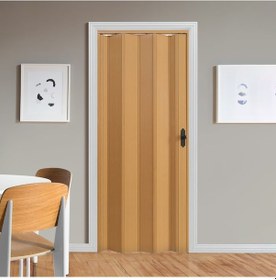 Resim Faran Dekorasyon 115 x 230 Meşe Renk Camsız Pvc Akordiyon Katlanır Kapı - FRNAKMODEL-124 