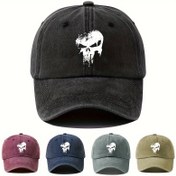 Resim Moda Baskılı Kafatası Desenli Beyzbol Şapkası, Erkekler İçin Hafif Güneş Koruyucu Vizör Şapka, Outdoor Bisiklet Ördek Gagalı Kep, Kamp Seyahat ve Festival Partileri için Uygun Casual Şapka 