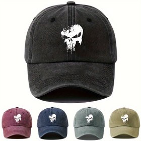 Resim Moda Baskılı Kafatası Desenli Beyzbol Şapkası, Erkekler İçin Hafif Güneş Koruyucu Vizör Şapka, Outdoor Bisiklet Ördek Gagalı Kep, Kamp Seyahat ve Festival Partileri için Uygun Casual Şapka 