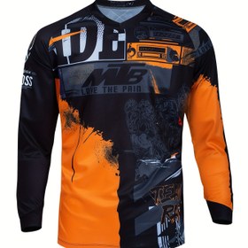 Resim Erkek Dağ İniş Forması Polera MTB Yarış Uzun Kollu Tişört - V Yaka, Raglan Kollar, "MB" Tasarımıyla Cesur Grafik Baskı, Tüm Sezon Dağ Bisikleti ve Motosiklet Bisiklet Gömleği, Dış Mekan Sporları, Dağ Bisikleti Forması 