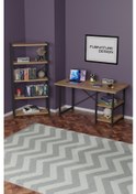 Resim Metal Kitaplık 5 Raflı + 60x120 Cm Çalışma Masası Atlantik Çam 