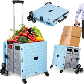 Resim Staxx Power Katlanır Merdiven Çıkabilen Portatif Çok Fonksiyonlu Koli Yük Paket Taşıma Pazar El Arabası 100KG 