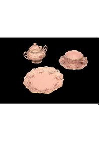 Resim Pembe Porselen Çay Seti 2 Kısılık Tatlı Tabaklı Epiag 