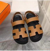 Resim Yaz Yeni Kelime Velcro Deri Sandaletler, Çok Yönlü Sarı - Kahverengi 
