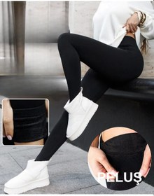 Resim Kadın Yüksek Bel Şardonlu İç Astar Termal Tayt Esnek Fit Kışlık İçlik Spor Tayt siyah 