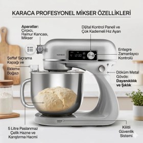 Resim Karaca Premium Maestro Artisan Mutfak Şefi Silver 6 Lt 800W Döküm Gövde (Kıyma Aparatı Dahil) 