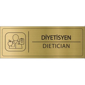 Resim Diyetisyen İsimlik Altın Metal Kapı İsimliği Levhası Yönlendirme Tabelası 