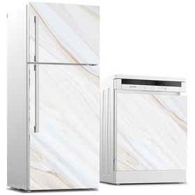 Resim Buzdolabı Ve Bulaşık Makinası Beyaz Eşya Sticker Kaplama Mermer D 