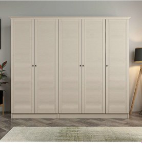 Resim Kale 5 Kapaklı 2ç Taçlı Dolap Kumtaşı Mebran Panjur Kumtaşı 190cm Bej 