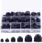 Resim Geeksen 160 Adet Nilon Yuvarlak Tapağı Hexagonal Somun Kapağı M4-m12 Çeşitli Boyutlu Plastik Korumalı Vida Kiti Siyah, 250g 