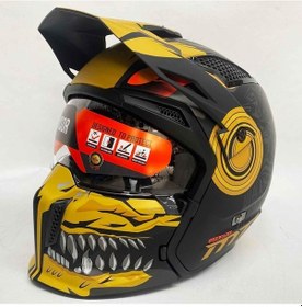 Resim Mt Street Fighter Sv Aztec Motosiklet Kaskı 65182 Mat Siyah Sarı 