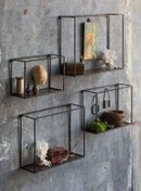 Resim GO DEKOR Dekoratif Mat Siyah Metal Duvar Rafı (4’lü Set) 