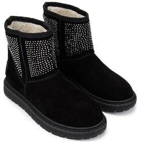 Resim Tamer Tanca Kadın Hakiki Deri Siyah Süet/taş Casual Bot 1067 102007-1 Bn Bot Sk24-25 Syh Suet/taslı Siyah Süet 