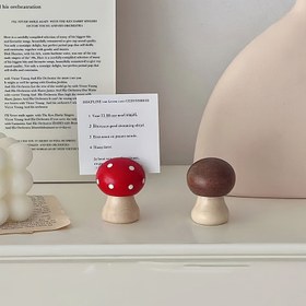 Resim Mantar Şeklinde Ahşap Mesaj Tutucu Masa Dekorasyonu Süs Fotoğraf Tutucu 