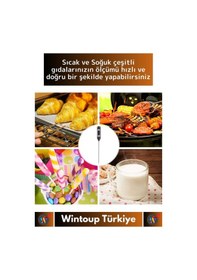 Resim Premium Lcd Ekran Çift Birimli Ölçüm Hafızalı Et Sıvı Mama Sıcak Soğuk Saplamalı Gıda Termometresi 