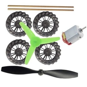 Resim Tekerlek 4 Adet 3v Motor Tek Kanat Pervane Üç Kanat Pervane Seti 