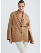 Resim Valmenti Kadın Bej Deri Ceket 846 V1002 Byn Dr Ceket Y23 
