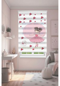 Resim Perdecizade Enxboy Kedi Ve Balerin Dijital Baskılı Zebra Perde-cocuk Odası-stor Perde Renkli 