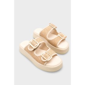 Resim Capone Outfitters Marge Dolgu Topuklu Çift Bantlı Tokalı Kadın Terlik 
