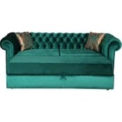Resim 3A Zümrüt Yeşili Yataklı Chesterfield 