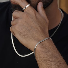 Resim Erkekler için Minimalist Paslanmaz Çelik Yılan Zincir Bilezik, Kolye ve Yüzük Seti 3 Parça - Tatil Partisi Hediyesi Günlük Giyim 