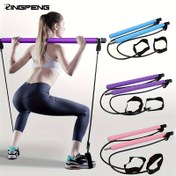 Resim 1 adet Renkli Direnç Bantları ile Lingpeng Pilates Bar Kiti - Erkekler & Kadınlar için Paslanmaz Çelik Fitness Ekipmanı, Ev Spor Salonu, Yoga, Çömelme & Tam Vücut Şekillendirme için İdeal - Hafif, Kolay Kurulum & Taşıma, Spor Salonu Aksesuarları 