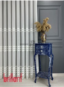 Resim Tül Perde Brillant Marka Dantel Raphael Enine Hizalı Ay Model Ekru 