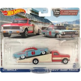 Resim Hot Wheels Premium Car Culture Team Transport '61 Impala & '72 Chevy Ramp Truck - Hkf40 
