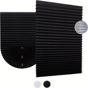 Resim Matkap Gerektirmeyen Yapışkanlı ve Klipsli Siyah Pileli Işık Filtreleyen Mutfak Perdesi - %100 Polyester Kumaş, Modern Karartma Gizlilik Dekoru, Dokulu Perde Tasarımı, Kolay Kurulum Aksesuarları 