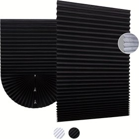 Resim Matkap Gerektirmeyen Yapışkanlı ve Klipsli Siyah Pileli Işık Filtreleyen Mutfak Perdesi - %100 Polyester Kumaş, Modern Karartma Gizlilik Dekoru, Dokulu Perde Tasarımı, Kolay Kurulum Aksesuarları 