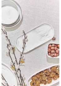 Resim Pasabahce Marble Porselen Servis Tabağı Oval Gri - 1 Adet 