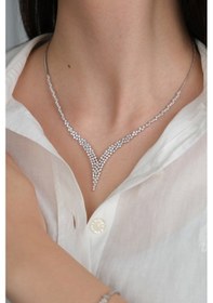 Resim Güzide Kuyumcu 14 Ayar Beyaz Altın Taşlı Düğün Seti 73 