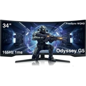 Resim Samsung Odyssey G5 LC34G55TWWRXUF 34" 165Hz 1ms (HDMI+Display) FreeSync WQHD Curved LED Monitör 