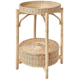 Resim 2 Katlı Rattan Komodin-Sehpa MeridyenDukkan 52 cm Doğal El Örmesi 