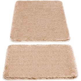 Resim Koza Home Segura Peluş Bej Kaydırmaz Taban 2'li Banyo Paspası 60 x 100 - 50 x 60 60 x 100 