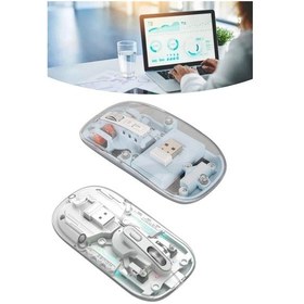 Resim Sessiz Tıklama Çift Modlu Bluetooth Ve Alıcı Şeffaf Mouse Fare 