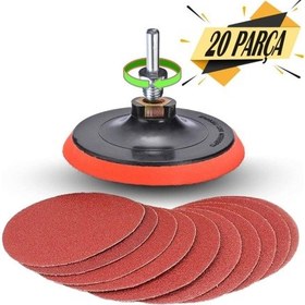 Resim 20 Parça Cırt Zımpara Seti + Matkap Aparatı 115 MM 