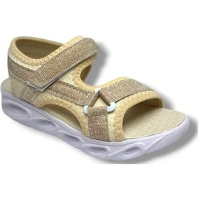 Resim Arzen Bebe 223-26 Simli Cırtlı Anatomik Kız Çocuk Sandalet 31-35 Altın 