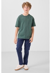 Resim Tommy Life Lacivert Standart Fit Dokuma Hafif Esnek Chino Erkek Çocuk Pantolon - 11272 Lacivert 